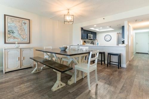 Large dining room table seats eight comfortably