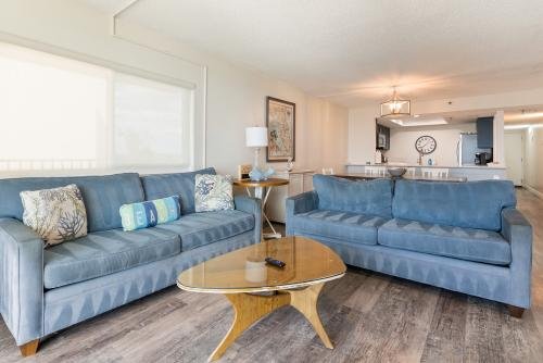 Spacious living room with ocean front view