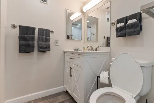 Marble, mirrors &amp; minimalist luxurious washroom