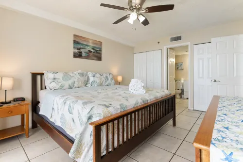 Master bedroom king bed with private bathroom