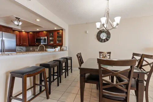 Dining room seating for eight kitchen bar seating for four
