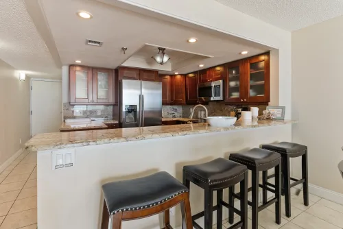 Kitchen includes-Keurig coffee maker, ice machine, toaster, microwave, and other cooking utensils 